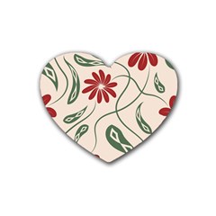  Folk Flowers Floral Art Print Flowers Abstract Art  Rubber Coaster (heart) by Eskimos