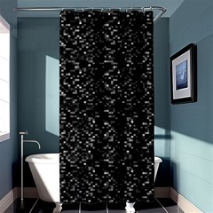 Pixel Grid Dark Black And White Pattern Shower Curtain 36  X 72  (stall)  by dflcprintsclothing