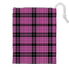 Pink Tartan 3 Drawstring Pouch (4xl) by tartantotartanspink2