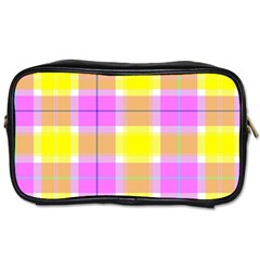 Pink Tartan-8 Toiletries Bag (one Side) by tartantotartanspink2