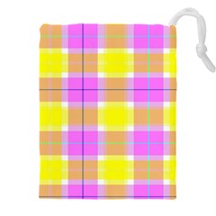 Pink Tartan-8 Drawstring Pouch (4xl) by tartantotartanspink2