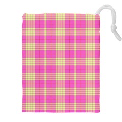 Pink Tartan 4 Drawstring Pouch (4xl) by tartantotartanspink2