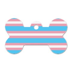 Trans Flag Stripes Dog Tag Bone (two Sides) by WetdryvacsLair