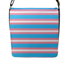 Trans Flag Stripes Flap Closure Messenger Bag (l) by WetdryvacsLair