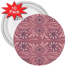 Folk Flowers Print Floral Pattern Ethnic Art 3  Buttons (10 Pack)  by Eskimos