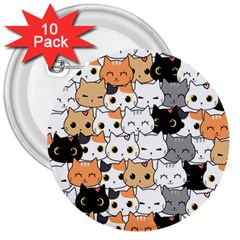 Cute-cat-kitten-cartoon-doodle-seamless-pattern 3  Buttons (10 Pack)  by Jancukart