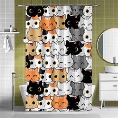 Cute-cat-kitten-cartoon-doodle-seamless-pattern Shower Curtain 48  X 72  (small)  by Jancukart