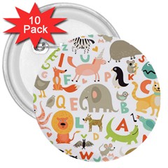 Children Alphabet Seamless Pattern 3  Buttons (10 Pack)  by Jancukart