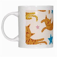 Cute Cats Seamless Pattern With Stars Funny Drawing Kittens White Mug by Jancukart