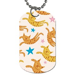 Cute Cats Seamless Pattern With Stars Funny Drawing Kittens Dog Tag (one Side) by Jancukart