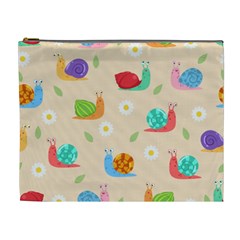 Seamless Pattern Cute Snail With Flower Leaf Cosmetic Bag (xl) by Jancukart