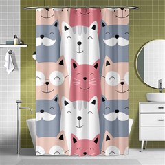 Cute Seamless Pattern With Cats Shower Curtain 48  X 72  (small)  by Jancukart