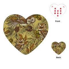 Forest-vintage-seamless-background-with-owls Playing Cards Single Design (heart) by Jancukart