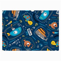 Seamless-pattern-vector-submarine-with-sea-animals-cartoon Large Glasses Cloth by Jancukart