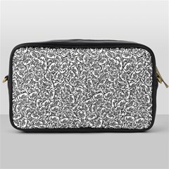 Black And White Hello Text Motif Random Pattern Toiletries Bag (one Side) by dflcprintsclothing