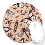 Vintage-drawn-insect-seamless-pattern Round Mousepads Front