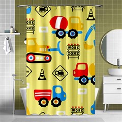 Seamless-pattern-vector-industrial-vehicle-cartoon Shower Curtain 48  X 72  (small)  by Jancukart