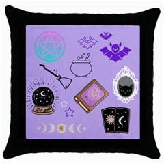 Pastel Goth Witch Purple Throw Pillow Case (black) by NerdySparkleGoth