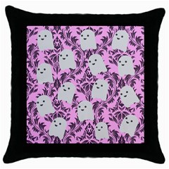 Pink Ghosts Throw Pillow Case (black) by NerdySparkleGoth