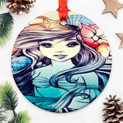 Beautifull Ariel Little Mermaid  Painting Ornament (round) by artworkshop