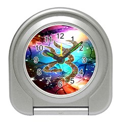 Browning Deer Glitter Galaxy Travel Alarm Clock by artworkshop