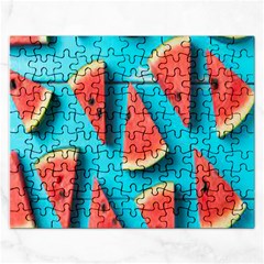 Watermelon Blue Background Rectangular Jigsaw Puzzl by artworkshop