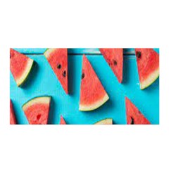 Watermelon Blue Background Satin Wrap 35  X 70  by artworkshop