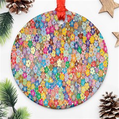 Floral Flowers Round Ornament (two Sides) by artworkshop