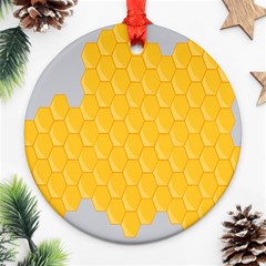 Hexagons Yellow Honeycomb Hive Bee Hive Pattern Ornament (round) by artworkshop