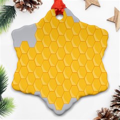 Hexagons Yellow Honeycomb Hive Bee Hive Pattern Snowflake Ornament (two Sides) by artworkshop