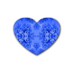 Blue Sky Over The Bluebells Frost Fractal Rubber Coaster (heart) by Artist4God