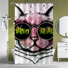 Black-cat-head Shower Curtain 48  X 72  (small)  by Jancukart