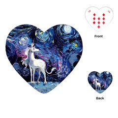 Unicorn Starry Night Playing Cards Single Design (heart) by Jancukart