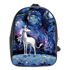 Unicorn Starry Night School Bag (large) by Jancukart