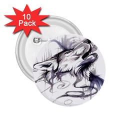 Tattoo-ink-flash-drawing-wolf 2 25  Buttons (10 Pack)  by Jancukart