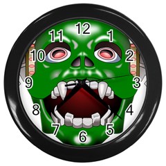 Monster-mask-alien-horror-devil Wall Clock (black) by Jancukart