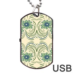 Folk Flowers Print Floral Pattern Ethnic Art Dog Tag Usb Flash (one Side) by Eskimos