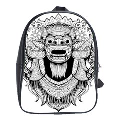 Balinese-art Barong-drawing-bali School Bag (large) by Jancukart