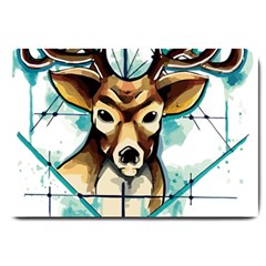 Deer-unicorn-tattoo-drawing-vector-watercolor Large Doormat  by Jancukart