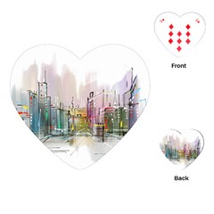 Drawing-watercolor-painting-city Playing Cards Single Design (heart) by Jancukart