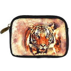 Tiger-portrait-art-abstract Digital Camera Leather Case by Jancukart