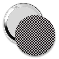 Black And White Watercolored Checkerboard Chess 3  Handbag Mirrors by PodArtist