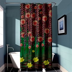 Floral Vines Over Lotus Pond In Meditative Tropical Style Shower Curtain 36  X 72  (stall)  by pepitasart