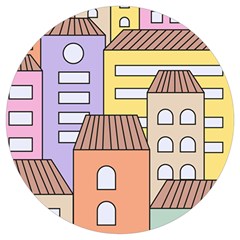 Houses City Architecture Building Round Trivet by Sapixe