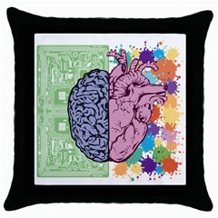 Brain Heart Balance Throw Pillow Case (black) by Sapixe