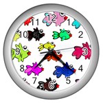 Fish Fishes Marine Life Swimming Water Wall Clock (Silver) Front