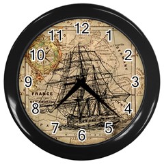 Ship Map Navigation Vintage Wall Clock (black) by Sapixe