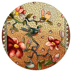 Flower Cubism Mosaic Vintage Round Trivet by Sapixe