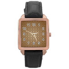 Background-chevron Chocolate Rose Gold Leather Watch  by nateshop