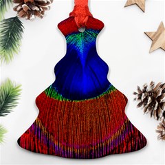 Red Peacock Plumage Fearher Bird Pattern Christmas Tree Ornament (two Sides) by Wegoenart